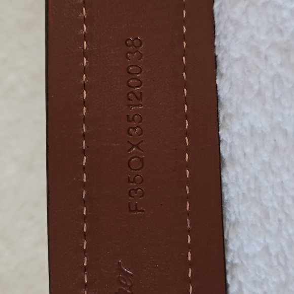 Daniel Cremieux | Men's Leather Brass Sliver Tone Hardware Belt 38 - Picture 9 of 13